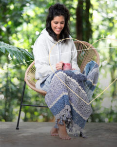 manta de crochê ecojeans