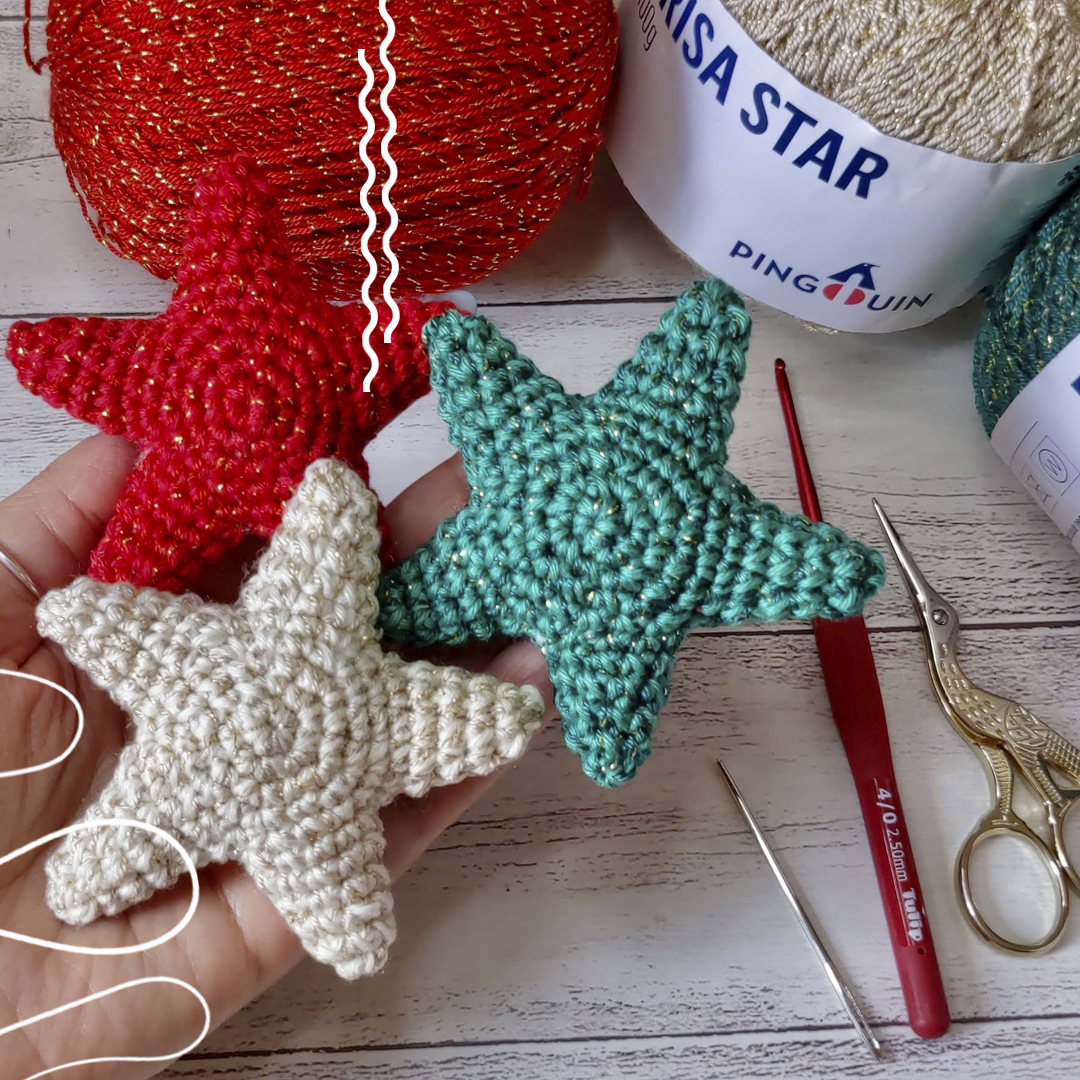Varal de estrelas de crochê - Amigurumi de natal - Bella e Brisa Star