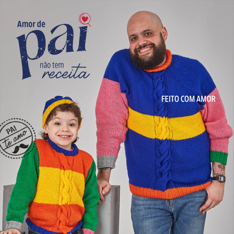 Dia dos pais com Fios Pingouin Receita Suéter Masculino de tricô