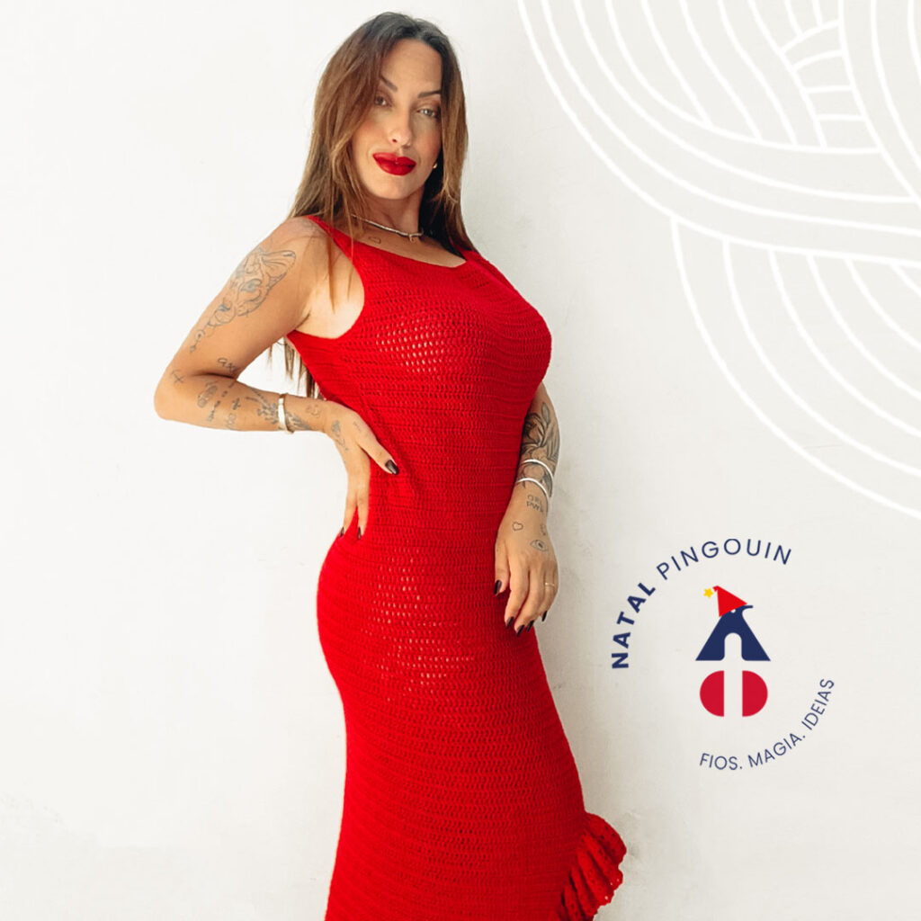 Vestidos de 2024 crochê vermelho