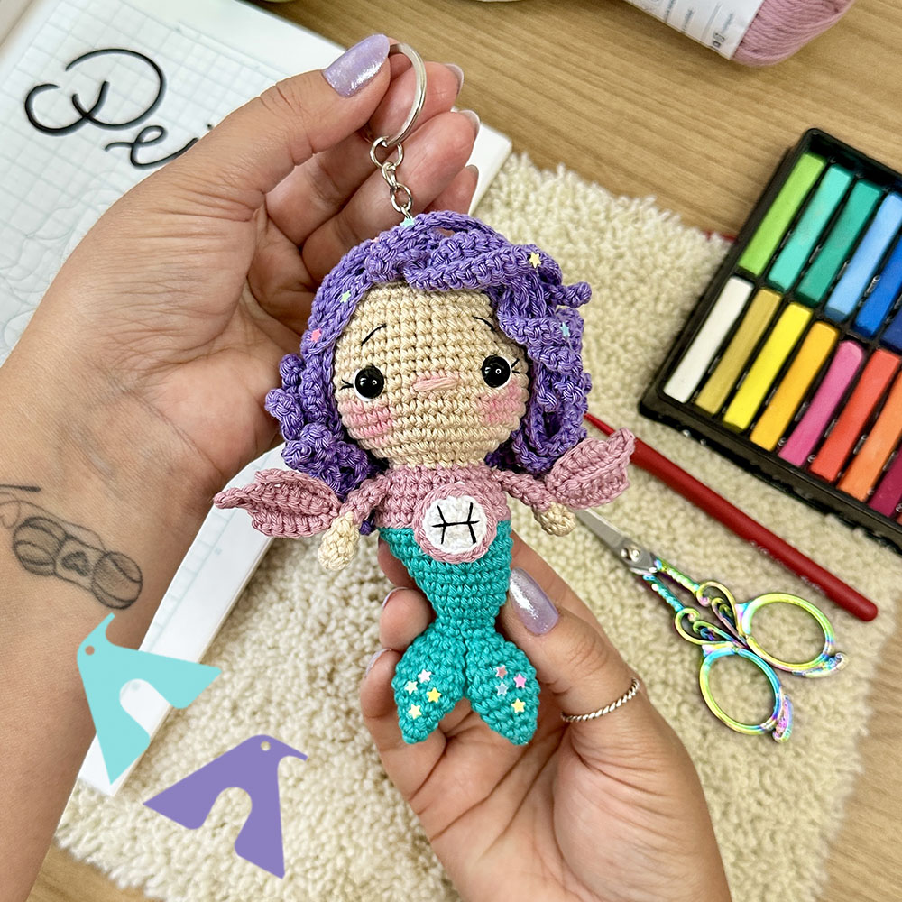 chaveiro amigurumi peixes