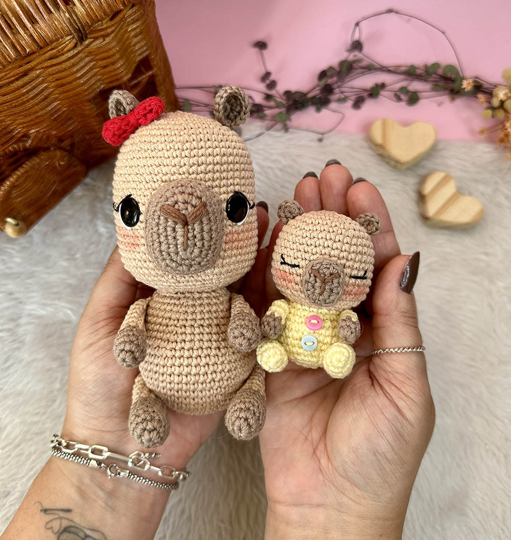 amigurumi mamae e bebê 