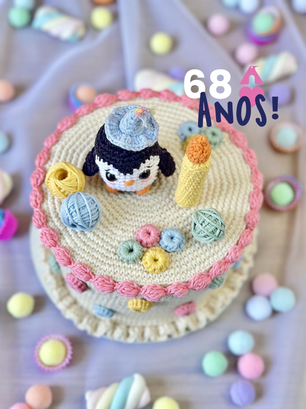 amigurumi bolo aniversario 
