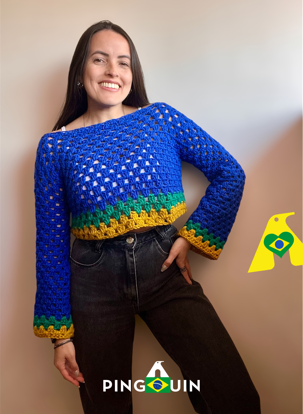 CROPPED CROCHE BRASIL 