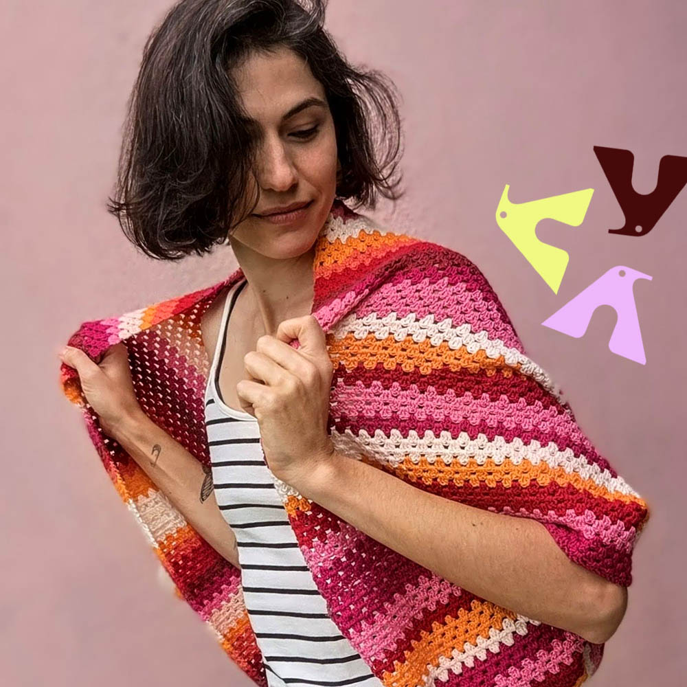 kimono croche colorido